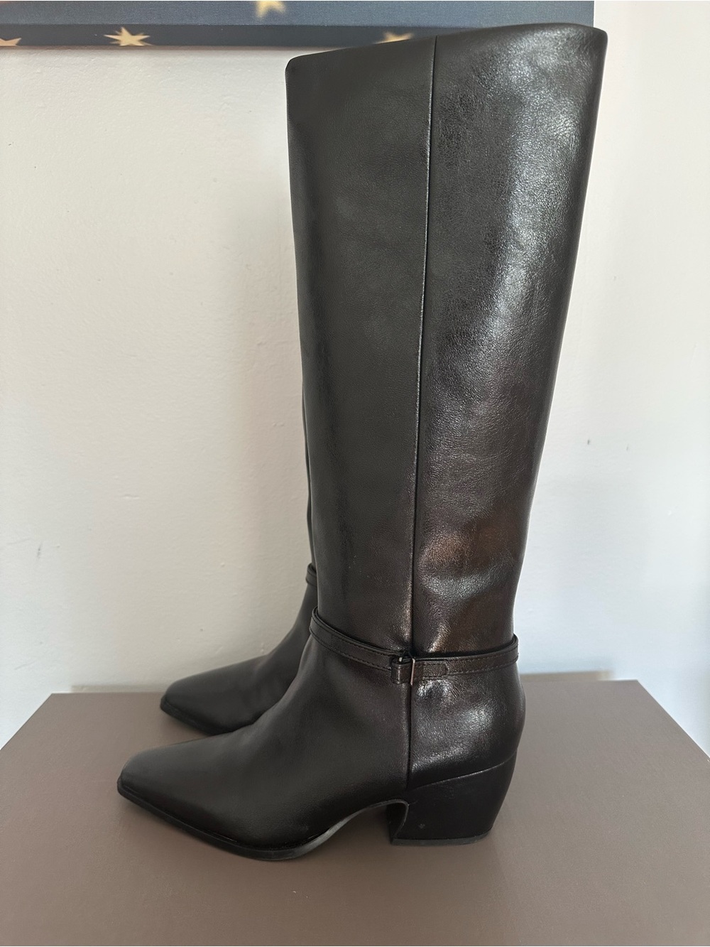 Franco Sarto Classic Tall Black Leather Women's Boots